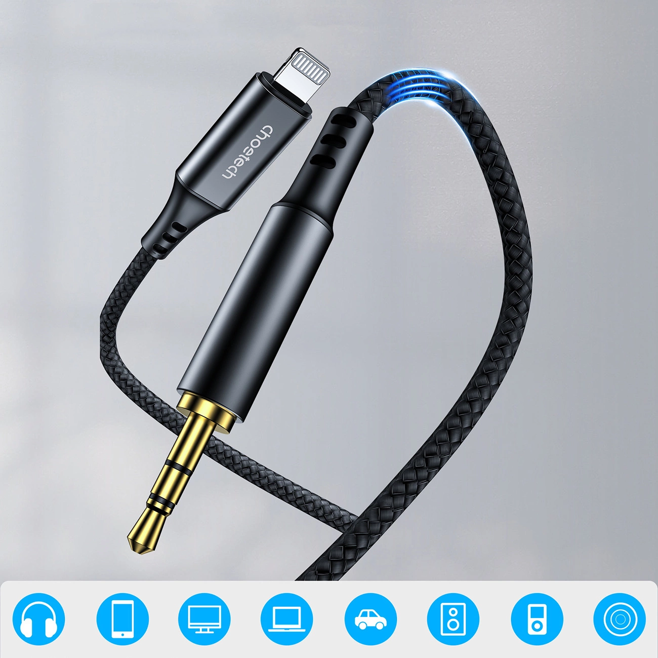 Choetech AUX009 Lightning / mini jack 3,5 mm kabelis 2 m - juodas - Image 2