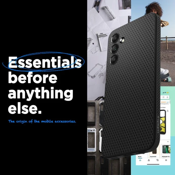 Spigen Liquid Air dėklas Samsung Galaxy A15 4G / 5G - matinė juoda - Image 12