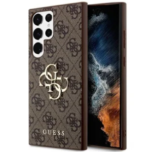 Guess 4G Big Metal Logo Case for Samsung Galaxy S24 Ultra - Brown
