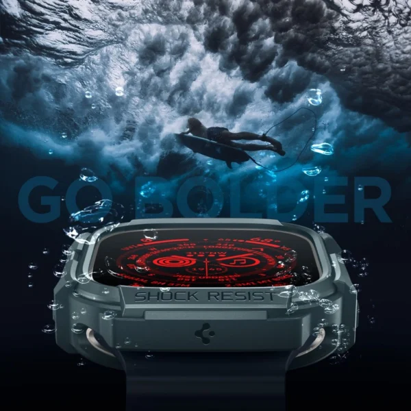 Spigen Rugged Armor dėklas Apple Watch Ultra 1 / 2 (49 mm) - tamsiai žalias - Image 11