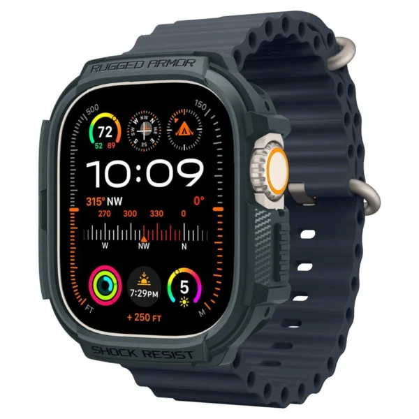 Spigen Rugged Armor dėklas Apple Watch Ultra 1 / 2 (49 mm) - tamsiai žalias - Image 3