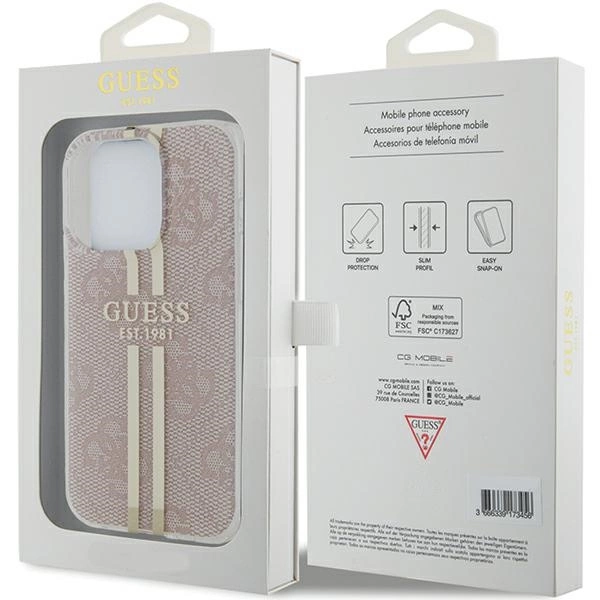 Guess IML 4G Gold Stripe dėklas iPhone 15 Pro - rožinis - Image 8