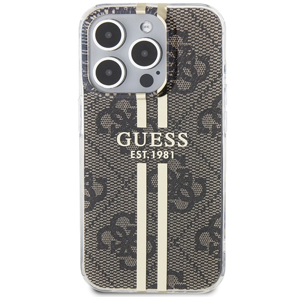 Guess IML 4G Gold Stripe dėklas iPhone 15 Pro - rudas - Image 3