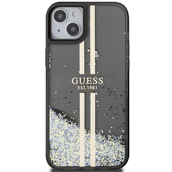 Guess Liquid Glitter Gold Stripes dėklas iPhone 15 Plus / 14 Plus - juodas - Image 3