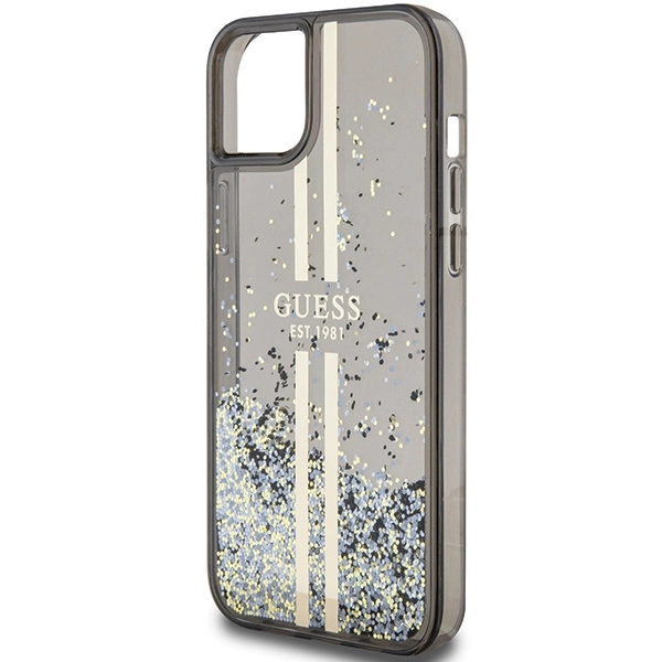Guess Liquid Glitter Gold Stripes dėklas iPhone 15 Plus / 14 Plus - juodas - Image 6
