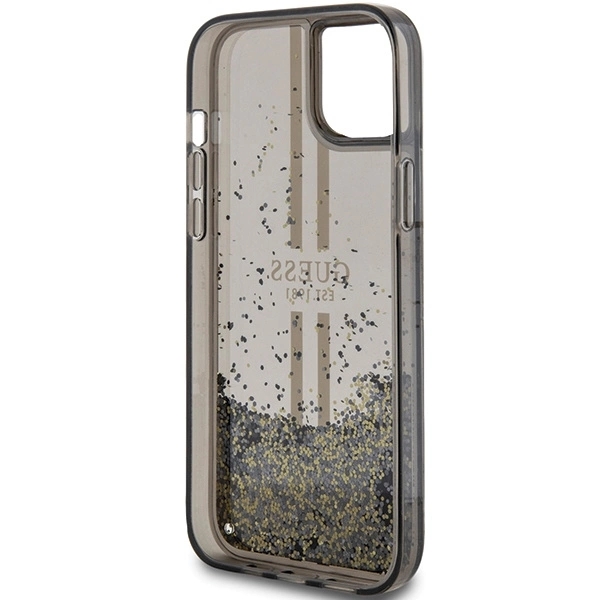 Guess Liquid Glitter Gold Stripes dėklas iPhone 15 Plus / 14 Plus - juodas - Image 7