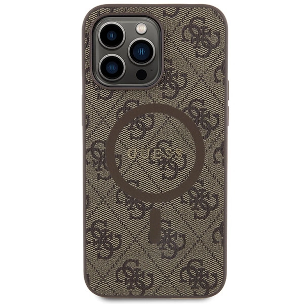 Guess 4G Collection odinis dėklas su metaliniu logotipu MagSafe iPhone 13 Pro / iPhone 13 - rudas - Image 3