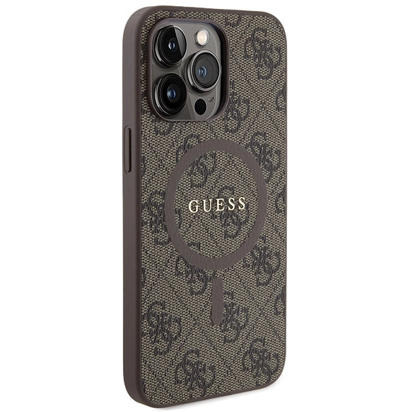 Guess 4G Collection odinis dėklas su metaliniu logotipu MagSafe iPhone 13 Pro / iPhone 13 - rudas - Image 4