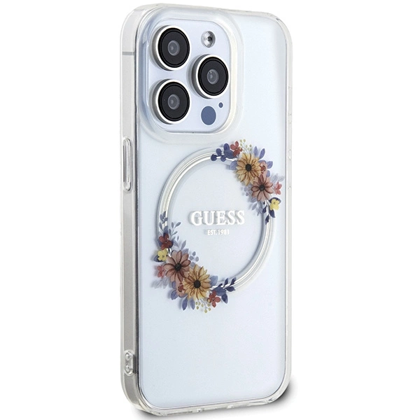 Guess IML Flowers Wreatch MagSafe dėklas iPhone 15 Pro - permatomas - Image 4