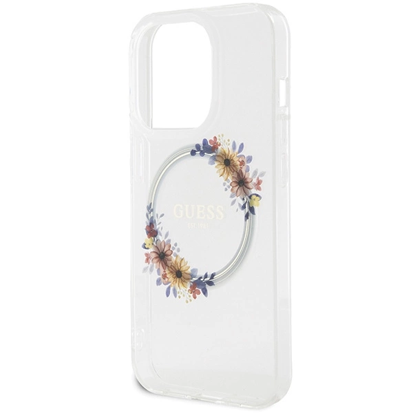 Guess IML Flowers Wreatch MagSafe dėklas iPhone 15 Pro - permatomas - Image 6