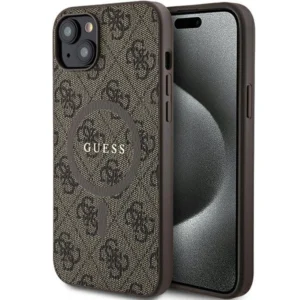 Guess 4G Collection Leather Metal Logo MagSafe Case for iPhone 15 Plus / 14 Plus - Brown