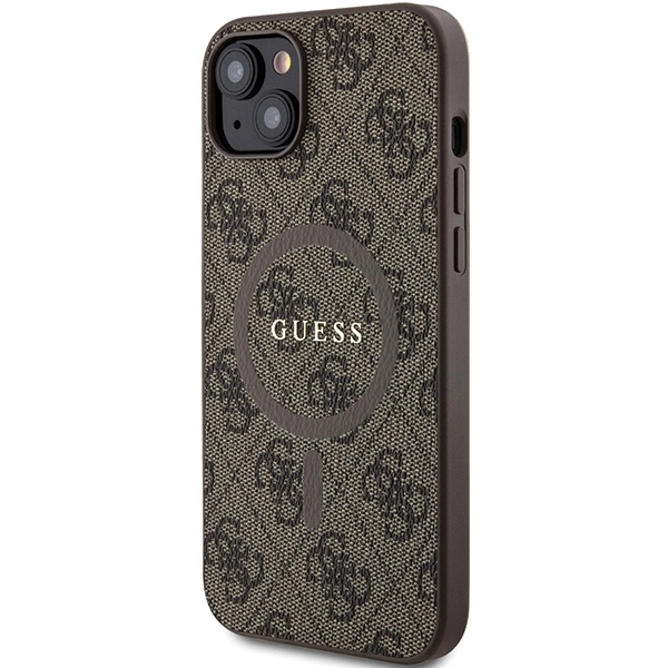 Guess 4G Collection odinis dėklas su metaliniu logotipu MagSafe iPhone 15 Plus / 14 Plus - rudas - Image 2