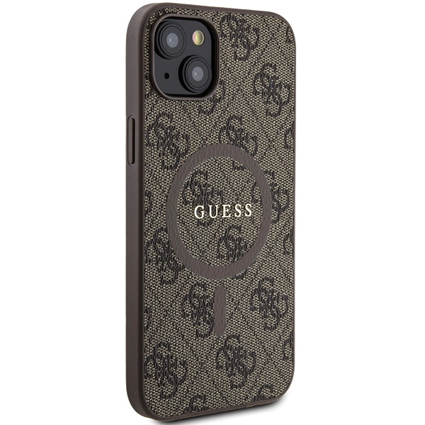 Guess 4G Collection odinis dėklas su metaliniu logotipu MagSafe iPhone 15 Plus / 14 Plus - rudas - Image 4