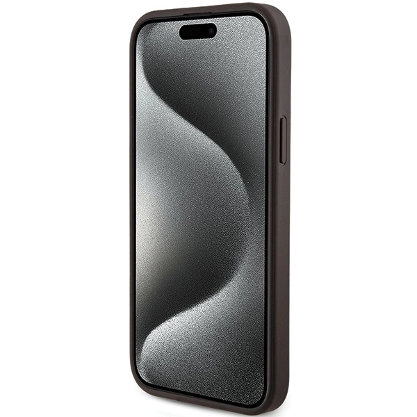 Guess 4G Collection odinis dėklas su metaliniu logotipu MagSafe iPhone 15 Plus / 14 Plus - rudas - Image 5