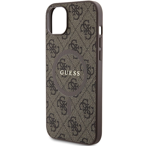 Guess 4G Collection odinis dėklas su metaliniu logotipu MagSafe iPhone 15 Plus / 14 Plus - rudas - Image 6