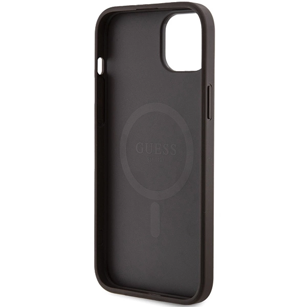 Guess 4G Collection odinis dėklas su metaliniu logotipu MagSafe iPhone 15 Plus / 14 Plus - rudas - Image 7