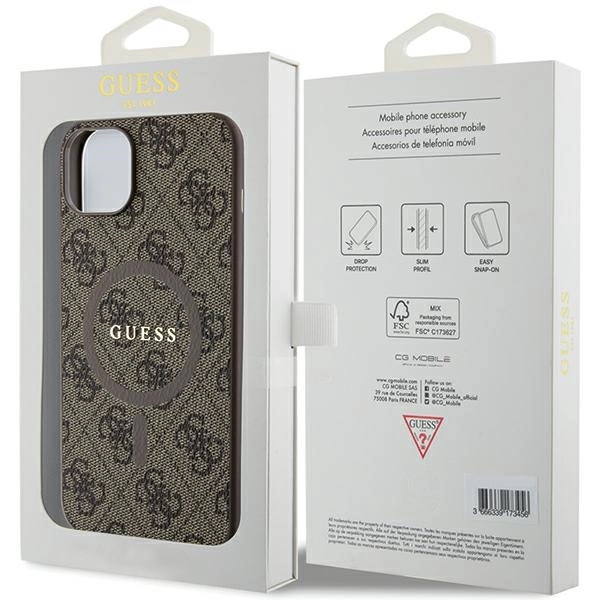 Guess 4G Collection odinis dėklas su metaliniu logotipu MagSafe iPhone 15 Plus / 14 Plus - rudas - Image 8