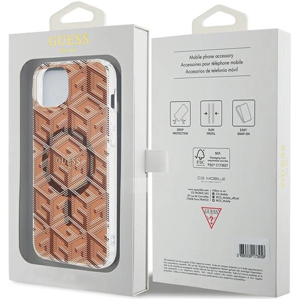Guess IML GCube MagSafe dėklas iPhone 15 / 14 / 13 - rudas - Image 8