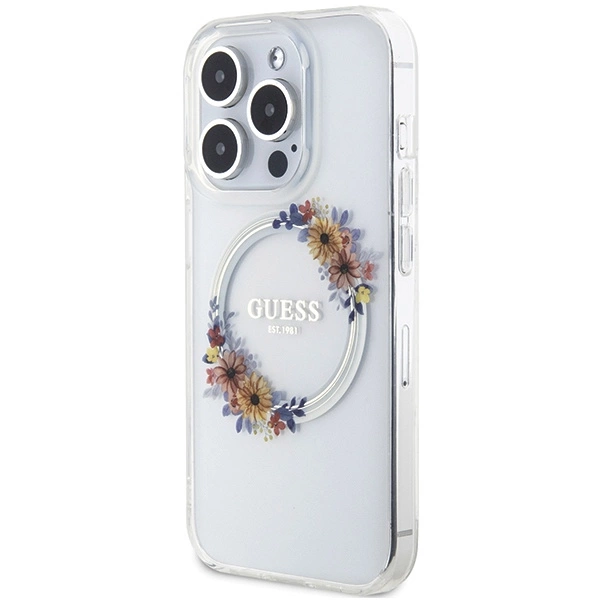 Guess IML Flowers Wreatch MagSafe dėklas iPhone 15 Pro Max - permatomas - Image 2