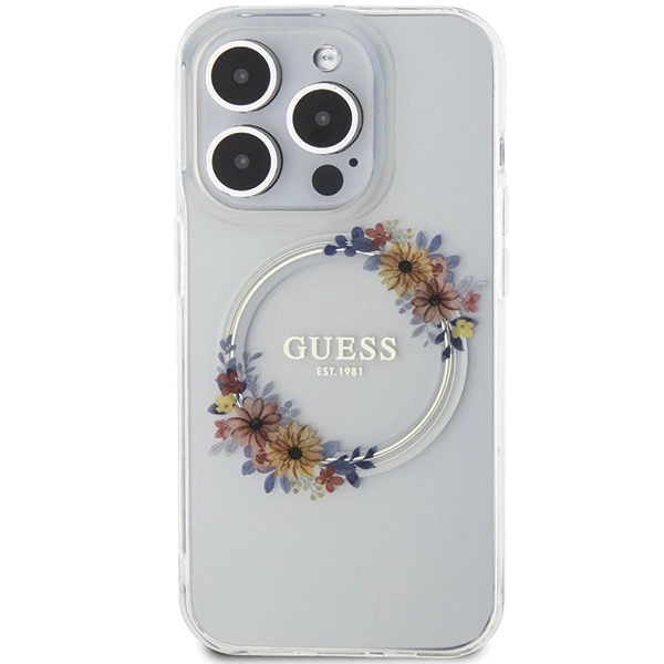 Guess IML Flowers Wreatch MagSafe dėklas iPhone 15 Pro Max - permatomas - Image 3