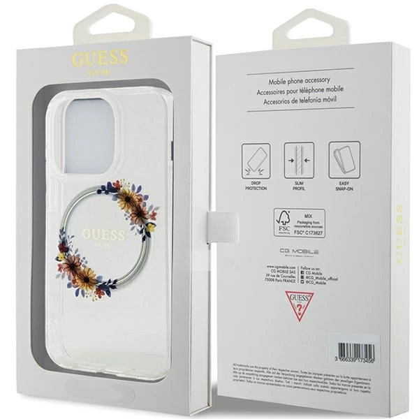 Guess IML Flowers Wreatch MagSafe dėklas iPhone 15 Pro Max - permatomas - Image 8