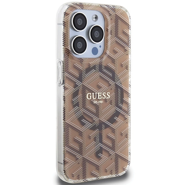 Guess IML GCube MagSafe dėklas iPhone 15 Pro Max - rudas - Image 4