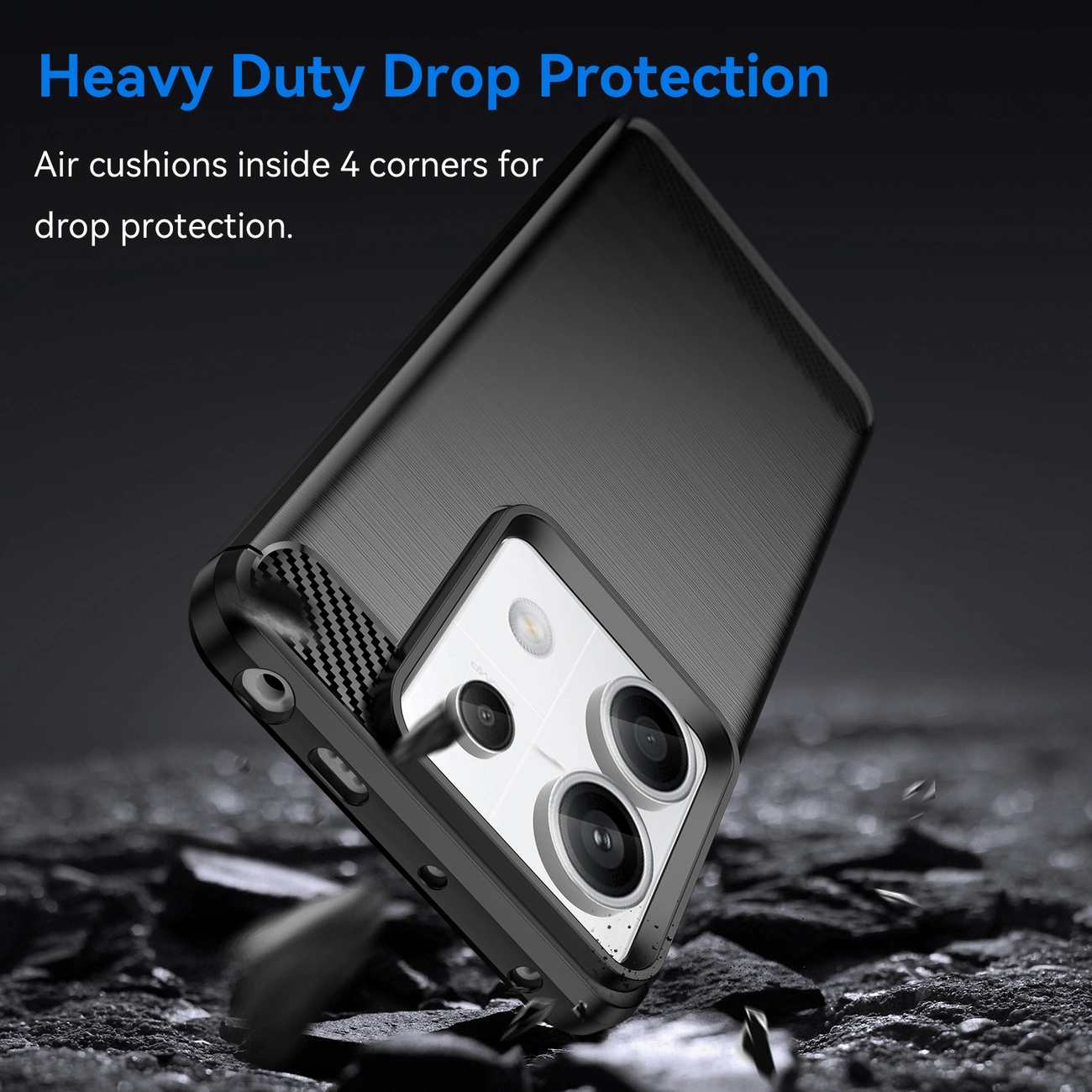 Carbon dėklas Xiaomi Redmi Note 13 5G - juodas - Image 3