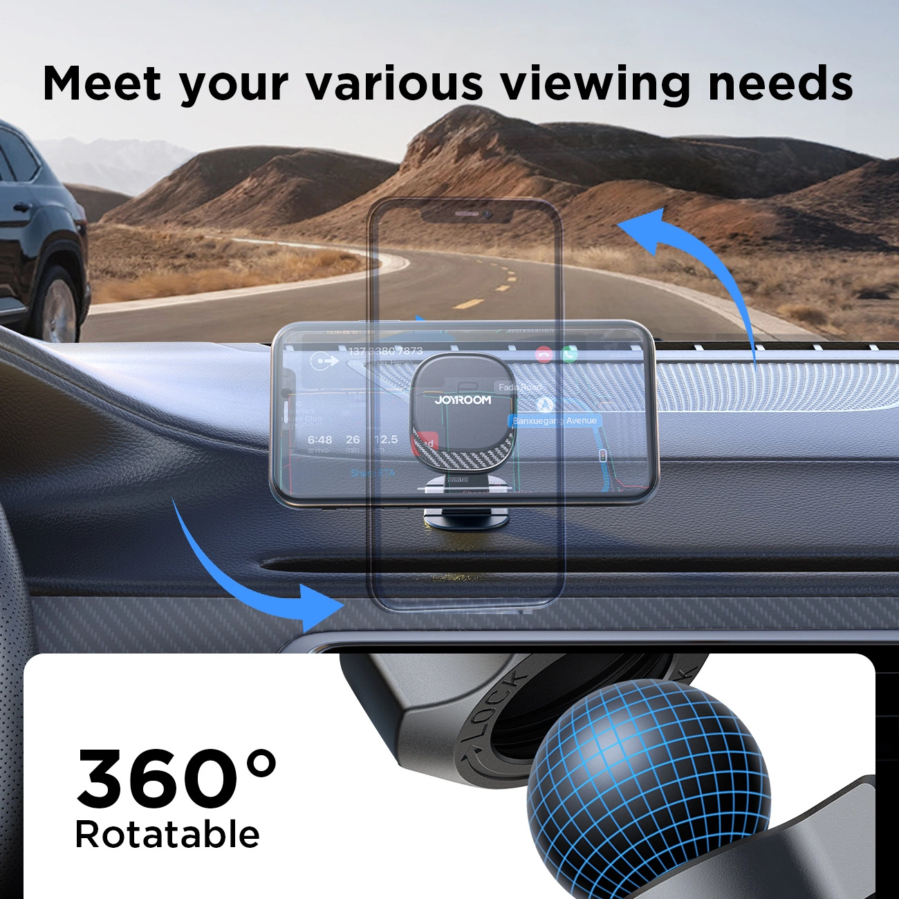 Joyroom JR-ZS400 magnetinis laikiklis automobiliui ant prietaisų skydelio - juodas - Image 12