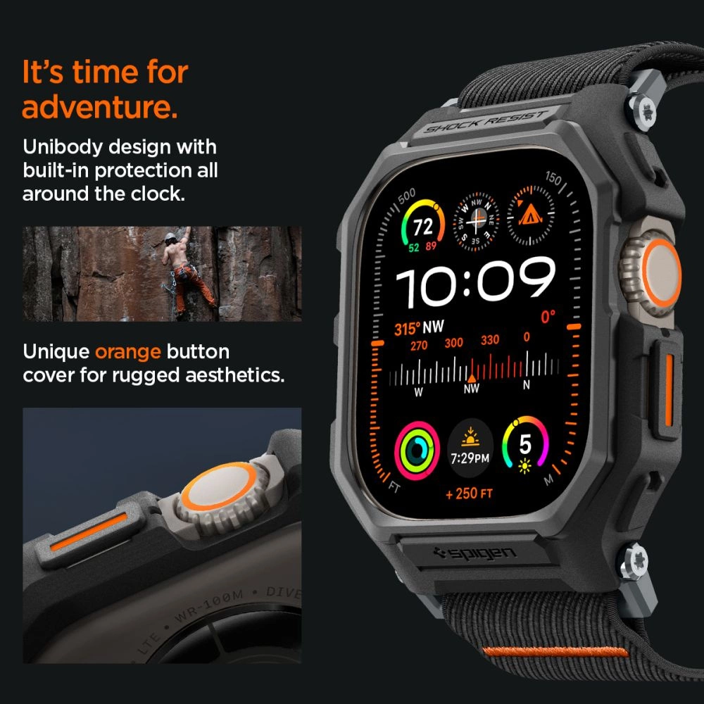 Spigen Lite Fit Pro dėklas su dirželiu Apple Watch Ultra 1 / 2 (49mm) - matinė juoda - Image 10
