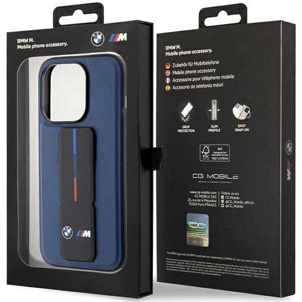 BMW M Grip Stand Bicolor dėklas iPhone 15 Pro - tamsiai mėlynas - Image 4