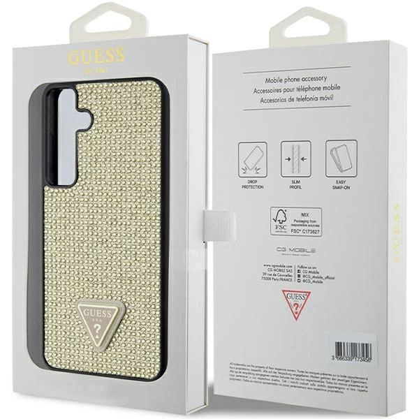 Guess Rhinestone Triangle dėklas Samsung Galaxy S24+ - auksinis - Image 8