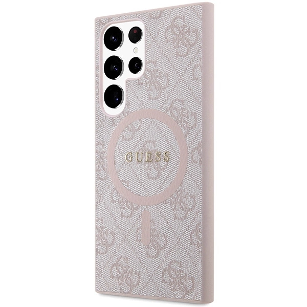 Guess 4G Collection Leather Metal Logo MagSafe dėklas Samsung Galaxy S24 Ultra - rožinis - Image 2