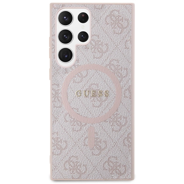 Guess 4G Collection Leather Metal Logo MagSafe dėklas Samsung Galaxy S24 Ultra - rožinis - Image 3