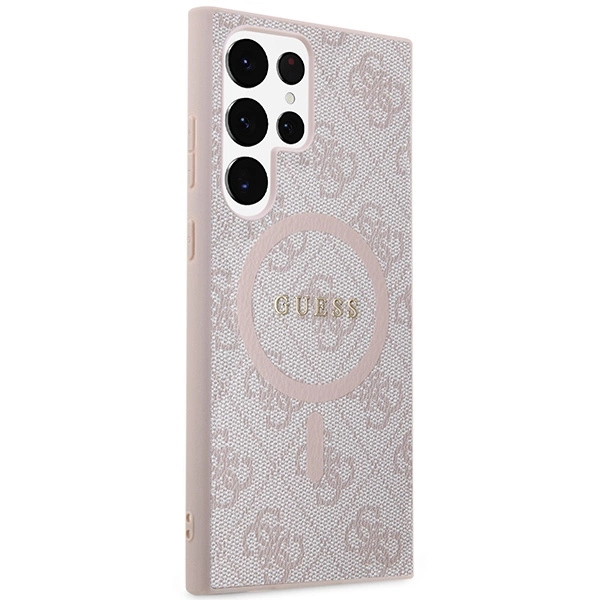 Guess 4G Collection Leather Metal Logo MagSafe dėklas Samsung Galaxy S24 Ultra - rožinis - Image 4