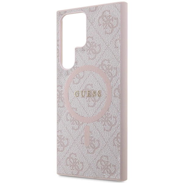 Guess 4G Collection Leather Metal Logo MagSafe dėklas Samsung Galaxy S24 Ultra - rožinis - Image 6