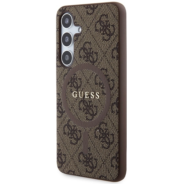 Guess 4G Collection Leather Metal Logo MagSafe dėklas Samsung Galaxy S24 - rudas - Image 2