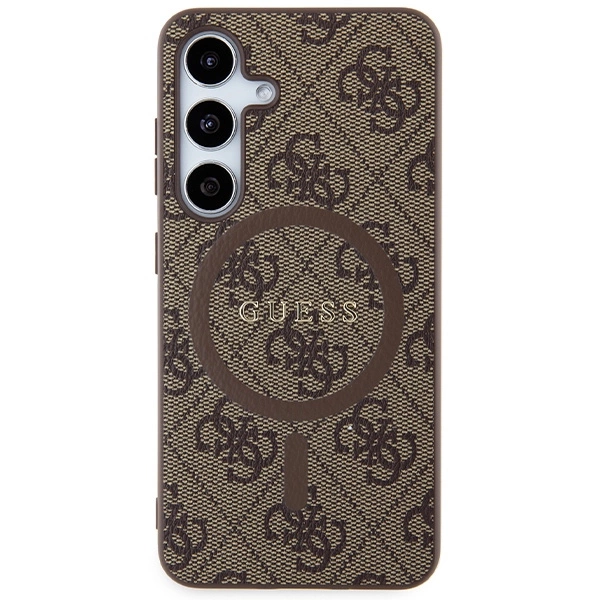 Guess 4G Collection Leather Metal Logo MagSafe dėklas Samsung Galaxy S24 - rudas - Image 3