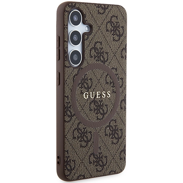 Guess 4G Collection Leather Metal Logo MagSafe dėklas Samsung Galaxy S24 - rudas - Image 4