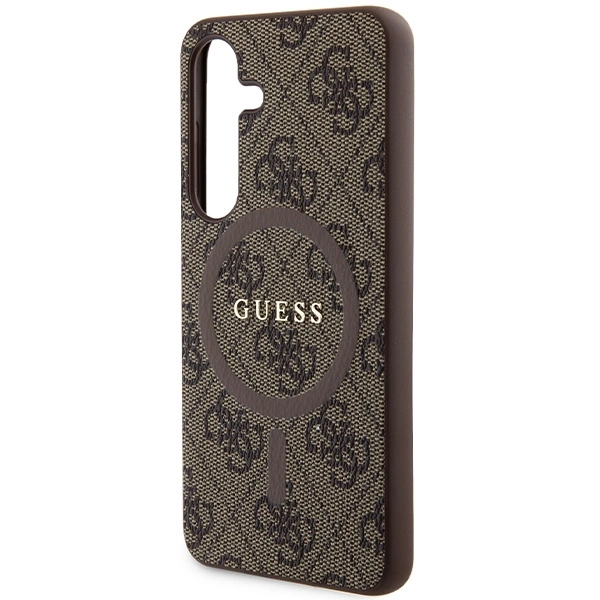 Guess 4G Collection Leather Metal Logo MagSafe dėklas Samsung Galaxy S24 - rudas - Image 6
