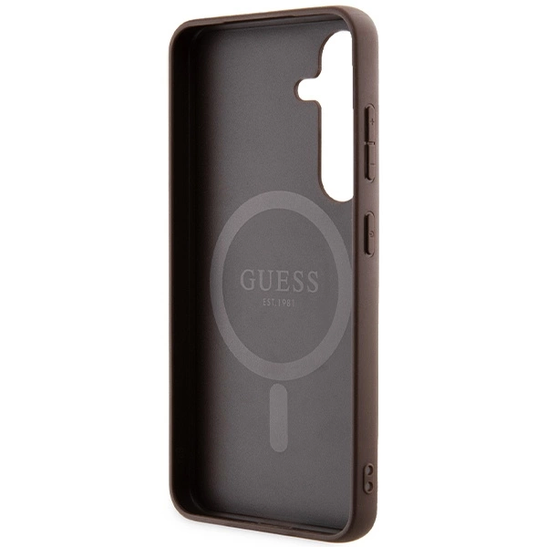 Guess 4G Collection Leather Metal Logo MagSafe dėklas Samsung Galaxy S24 - rudas - Image 7