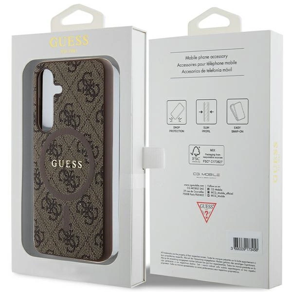 Guess 4G Collection Leather Metal Logo MagSafe dėklas Samsung Galaxy S24 - rudas - Image 8