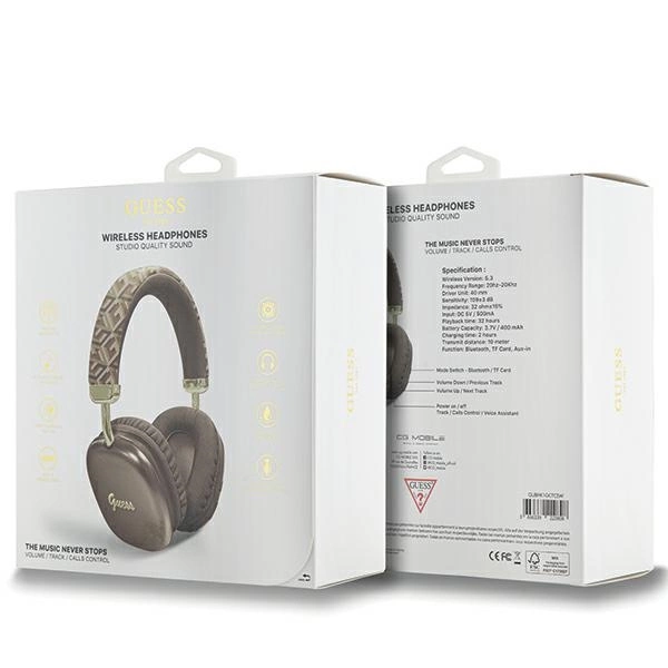 Guess GCube Metallic Script Logo Bluetooth ausinės ant ausų - rudos - Image 4