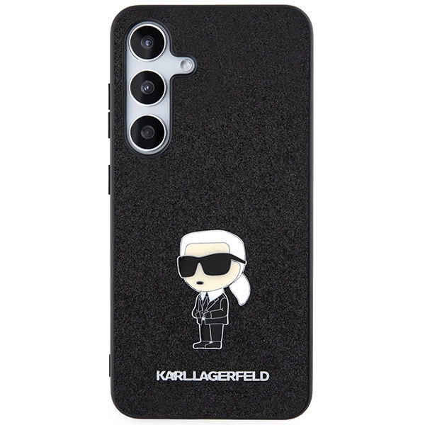 Karl Lagerfeld fiksuotas Glitter Ikonik Logo metalinis smeigtukas dėklas Samsung Galaxy S24+ - juodas - Image 3