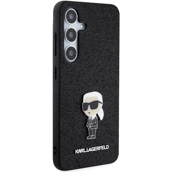 Karl Lagerfeld fiksuotas Glitter Ikonik Logo metalinis smeigtukas dėklas Samsung Galaxy S24+ - juodas - Image 4