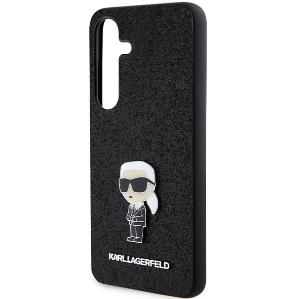 Karl Lagerfeld fiksuotas Glitter Ikonik Logo metalinis smeigtukas dėklas Samsung Galaxy S24+ - juodas - Image 6