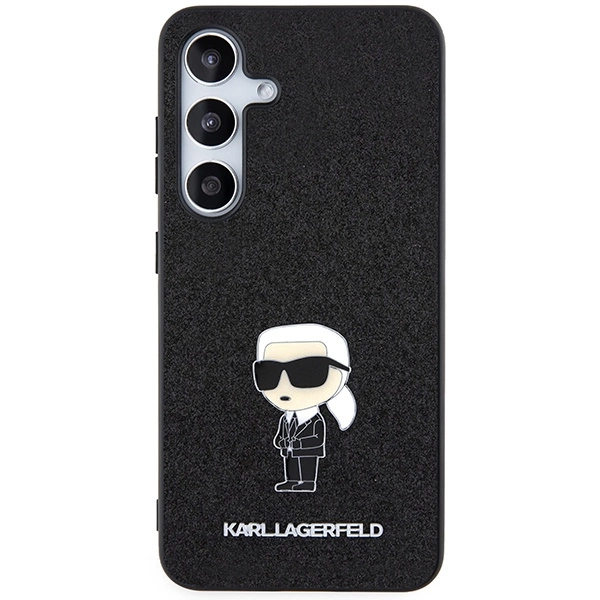 Karl Lagerfeld fiksuotas Glitter Ikonik Logo metalinis smeigtukas dėklas Samsung Galaxy S24 - juodas - Image 3