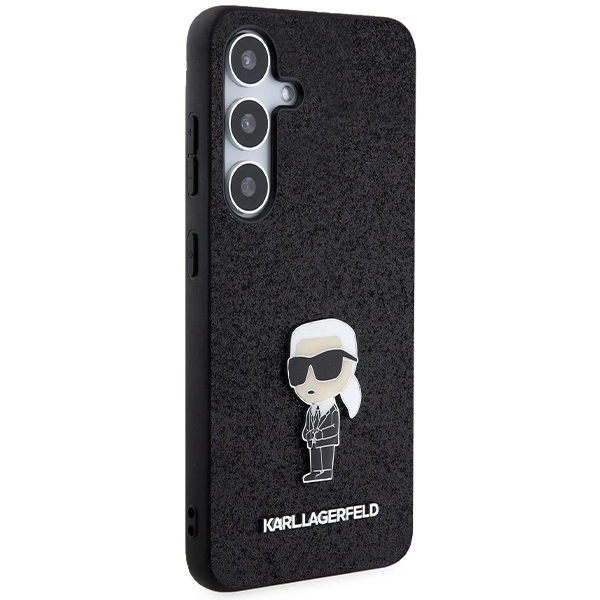 Karl Lagerfeld fiksuotas Glitter Ikonik Logo metalinis smeigtukas dėklas Samsung Galaxy S24 - juodas - Image 4