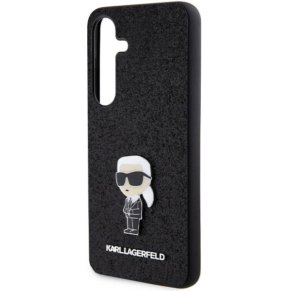 Karl Lagerfeld fiksuotas Glitter Ikonik Logo metalinis smeigtukas dėklas Samsung Galaxy S24 - juodas - Image 6