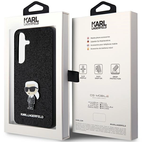 Karl Lagerfeld fiksuotas Glitter Ikonik Logo metalinis smeigtukas dėklas Samsung Galaxy S24 - juodas - Image 8