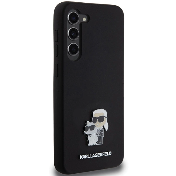 Karl Lagerfeld silikoninis Karl & Choupette Metal Pin dėklas Samsung Galaxy S23+ - juodas - Image 4